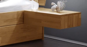 Hänge-Nachttisch Kernbuche Massivholz H16/B48/T41 cm mit Schublade - Bild 1 von 2