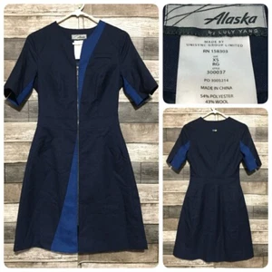 Alaska Airline Luly Yang Auxiliar de Vuelo Azafata Vestido Uniforme Mujeres XS Azul - Imagen 1 de 8