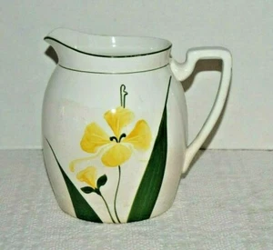 Vtg STEUBENVILLE CHINA Pottery Yellow Daffodil Flower Pitcher 7-1/2"H Hand Paint - Picture 1 of 9