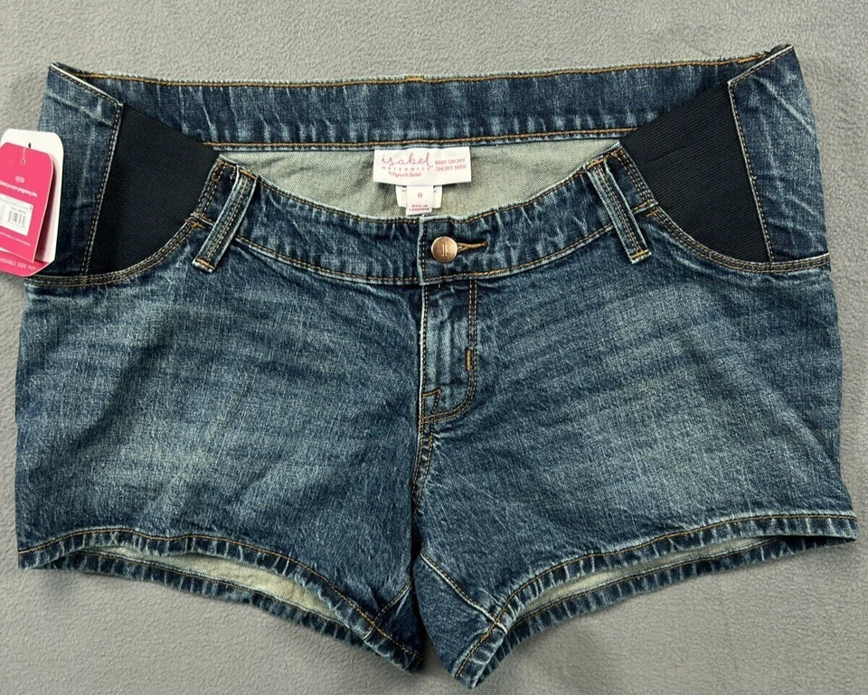 Side Panel Midi Maternity Jean Shorts - Isabel Maternity by Ingrid & Isabel Medi
