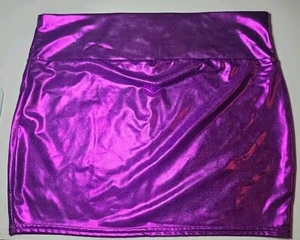 Women's Sz Small Purple Magenta Mini Skirt Shiney Liquid Satin See Measurements - Picture 1 of 10