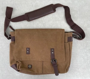 Greg Norman Refined Traveler Laptop/Messenger Bag ~ Brown with Leather Trim USED - Picture 1 of 15