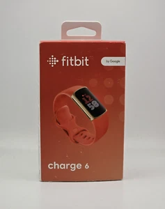 Fitbit Charge 6 Bluetooth Activity Tracker Champagne Gold Case/Coral Band - Picture 1 of 7