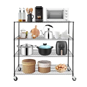 4 Tier Wire Shelving Unit 480LBS Heavy Duty Metal Storage Shelf Rack w/Wheels - Picture 1 of 24