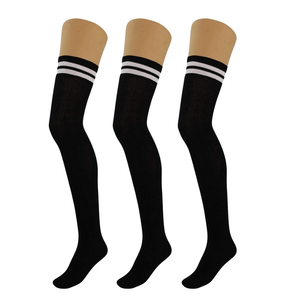 3 Pairs Women’s Over Knee Socks Warm Stretchy Knit Boot Stockings US Size 5-10 - Image 1 of 4