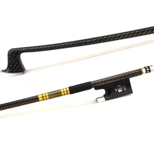 Master Braided Carbon Fiber Violin Bow 4/4 Ebony Fleur-de-Lys Golden Parts Light - Picture 1 of 14
