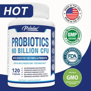 Probiotics 60 Billion CFU - Prebiotics, Digestive Enzymes - Digestive Health - Picture 1 of 11