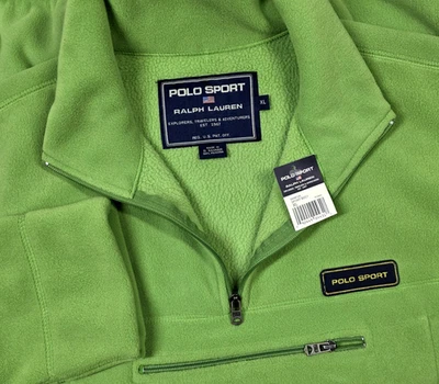 VTG POLO SPORT Ralph Lauren XL Green Polartec 1/4 Zip Fleece NWT 90s RARE Color - Image 1 of 4