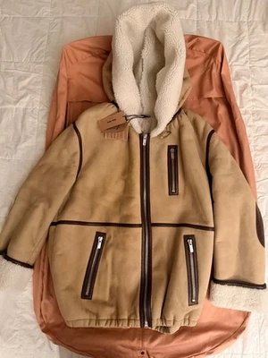MIU MIU Piel de Oveja Piel de Oveja Monton Chaqueta Abrigo con Capucha Talla 40 Auténtico Foto 1 de 4
