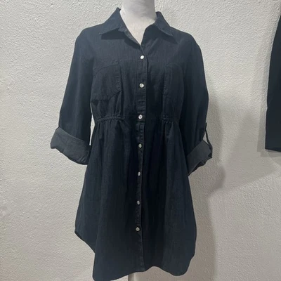 Style & Co Womens Size 12 Cotton Utility Shirt Dress Blue Pockets Button Down - Image 1 of 4