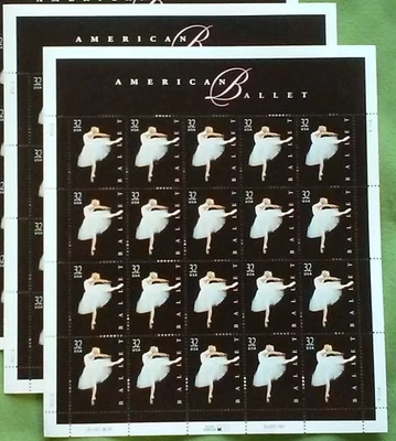 Two  Full Sheets x 20 = 40 of AMERICAN BALLET 32¢ US Postage Stamps. USA Sc 3237 - Image 1 of 4