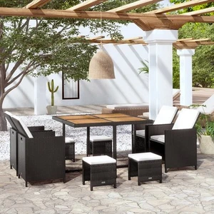 Outdoor Furniture Set Black PE Rattan Large Removable Covers - Picture 1 of 12