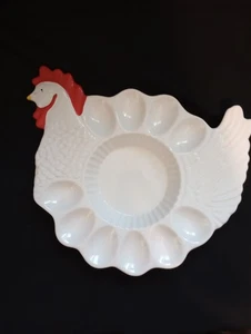 Vintage Teleflora Chicken Shaped Deviled Egg Platter/Plate/Tray - Portugal - Picture 1 of 5