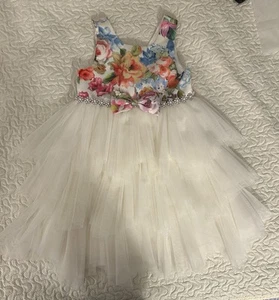 American Princess Pink and White Tiered Scoop Neck SZ 5 - Picture 1 of 9