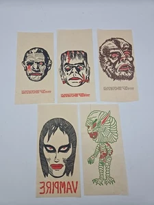 Set of 5 Vintage 50s 1960s Iron-on Transfer Decals Universal Monsters - Picture 1 of 12