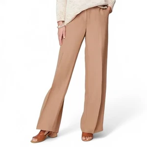 J.Jill Womens Large Wide-Leg Trousers Tan Linen Blend Pants Pockets - Picture 1 of 16