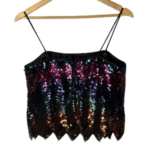Vintage Denise Fashions Sequin Cami Top Party Sparkle Multicolor Women Size 10 - Picture 1 of 8