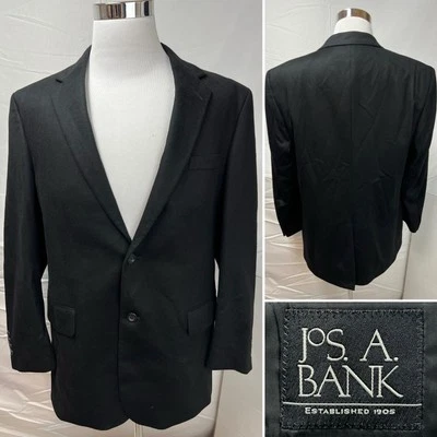 Jos. A. Bank Men's 43R 100% Cashmere Black 2-Button Sport Coat Blazer Jacket - Image 1 of 4