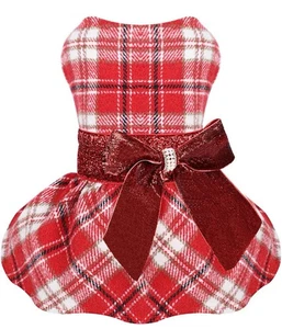 Fodera in Pile Plaid Vestito per Cani Paillettes Fiocco-Nodo Vestiti Ragazza Pet Maglione X-Small - Foto 1 di 5