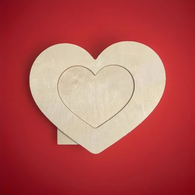 Marco de fotos de madera sin terminar *HEART LOVE* HÁGALO USTED MISMO ~ grueso grande de pie 5x7 Foto 1 de 3