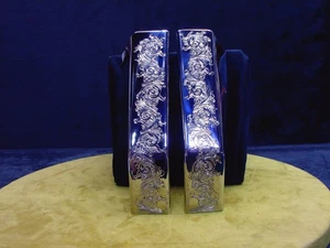 LAMBRETTA S3 FRAME REAR LEG BOLT-ON COVERS CHROMED CUSTOM HAND ENGRAVED - Picture 1 of 11