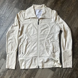 Lululemon Women's Parsley Print Full Zip Jacket Slim Fit Stretch yellow - Picture 1 of 6