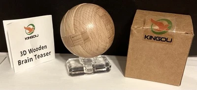 Kingou 3D 木制球锁拼图脑预告魔术球游戏  — 第 1/4 张图片