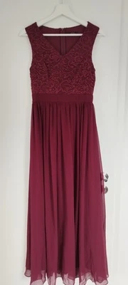 Abschlussballkleid Abiball Kleid lang dunkelrot Gr S - Bild 1 von 4