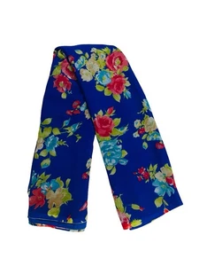 Women Chiffon Blue Saree Casual Wear Floral Sari With Unstitched Blouse Dress - Foto 1 di 2