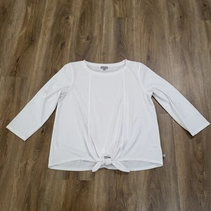 T by Talbots Women’s White Tie Front Shirt Short Sleeve Top Size Medium Stretch - Picture 1 of 7