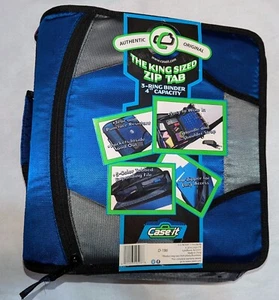 Case-It King Sized Zip Tab 4" Binder 3-Ring Color File Shoulder Strap Zipper NEW - Picture 1 of 20