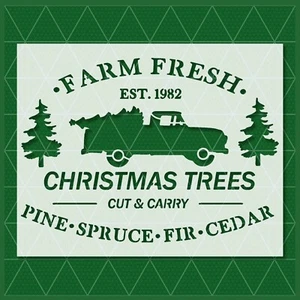 Farm Fresh Christmas Trees Stencil – Holiday, Rustic, Winter, Festive Decor - Picture 1 of 5