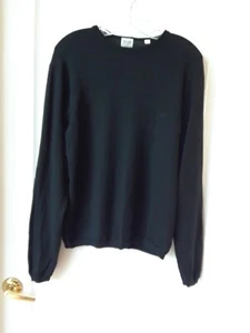 NWOT! Armani Collezioni  Black Wool Crew Neck Sweater With Logo Men's Size Small - Picture 1 of 11