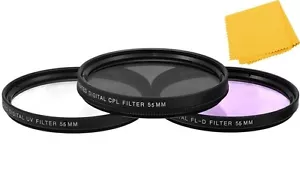 55mm (UV-FLD-CPL) Filter Kit For Nikon D5600 D3500 D3400 w/ AF-P DX 18-55mm Lens - Picture 1 of 6