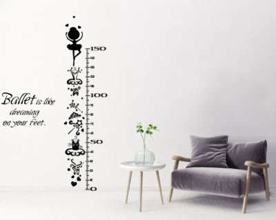 Wachstumsdiagramm Aufkleber, Höhentabelle für Kinderzimmer Aufkleber, Wachstumslineal Aufkleber, Höhe - Bild 1 von 4