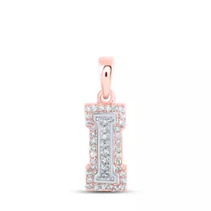 10K Two-tone Gold Womens Round Diamond I Initial Letter Pendant 1/8 Cttw - Picture 1 of 2