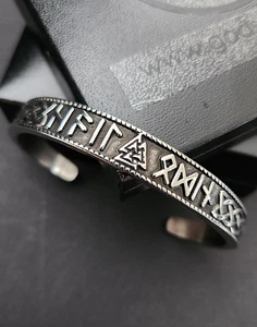 Bracciale Uomo Grosso Tessuto Celtico Runa Vichinga, Acciaio Titanio 316L - Foto 1 di 6