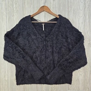 Free People Icing V Sweater Damen Medium Black Eyelash Soft Knit Cozy Pullover - Bild 1 von 13