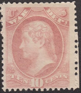 OFFICIAL: SOFT PAPER O118 10¢ War Dept, F-VF original gum SCV $75, hinged - Picture 1 of 2