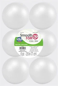FloraCraft SmoothFoam 6 Piece Ball 2.9 Inch White - Picture 1 of 1