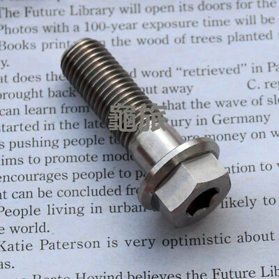 Tapa de enchufe de tornillo de titanio M12 x 1,75 x 40 Ti + brida hexagonal hexagonal perno de doble cabeza Foto 1 de 2