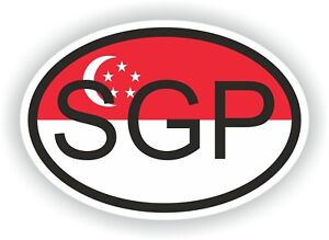 SINGAPORE Oval Flag Vinyl Sticker High resolution Quality Waterproof