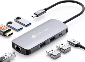 Hub USB C 4K@60Hz HDMI Ethernet Gigabit 7 in 1 Adattatore USB C Con 4K HDMI, 100 - Foto 1 di 12