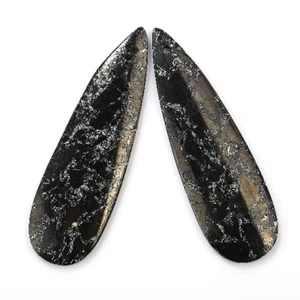 Black Sea Sediment Jasper Pendant Earrings Teardrop Shape 18x60mm Sold Per Pair - Picture 1 of 4