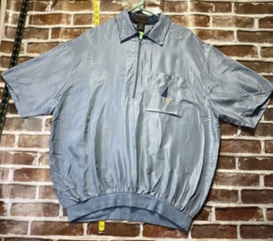 VTG John L Blair Shirt Men XL Blue Half Zip Short Sleeve Pullover 100% Silk Golf - Picture 1 of 11