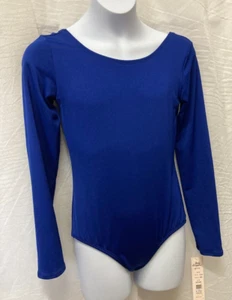 Body Wrappers Dance royal blue Long Sleeve Leotard Girls large 12-14c - Picture 1 of 3