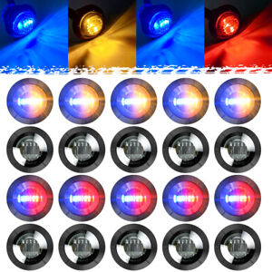 3Wire Dual Color 3/4" LED Side Lights Smoke Truck Trailer Clearance Marker Light