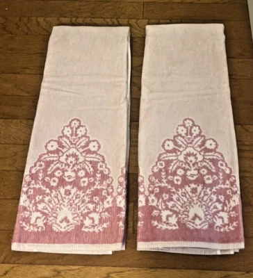 Anthropologie Tiya Velour Bathroom Bath Towels - Mauve-SET OF 2 - Image 1 of 3