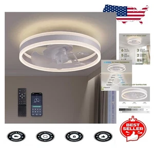 15.7'' Bladeless Ceiling Fan with Adjustable LED Light - Perfect for Small Rooms - Picture 1 of 11