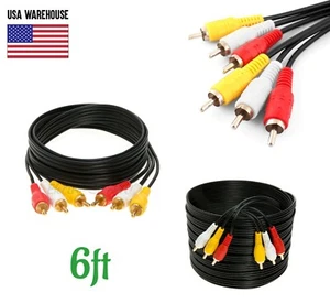 6ft 3RCA Male to Male Composite Extension Audio Video AV Cable Yellow Red White - Picture 1 of 4